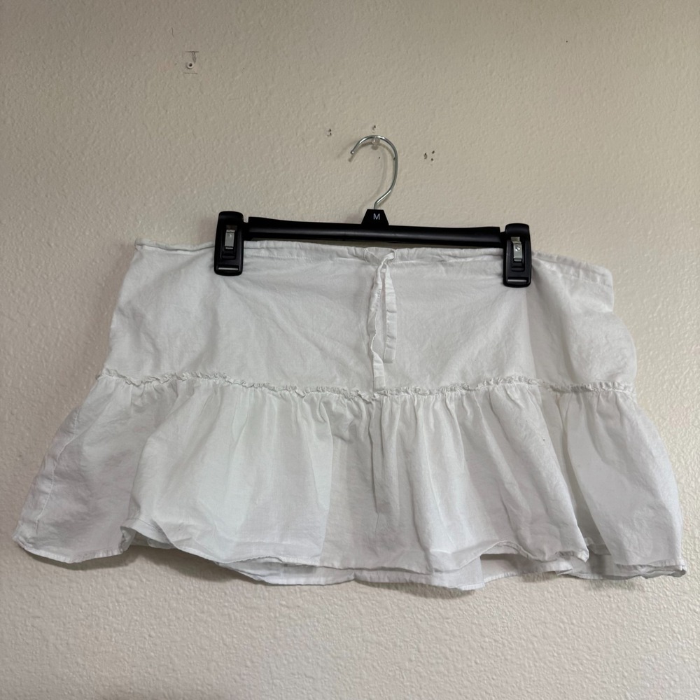 Vintage Victoria's Secret Flared Micro Mini Skirt Medium White Drawstring Waist
